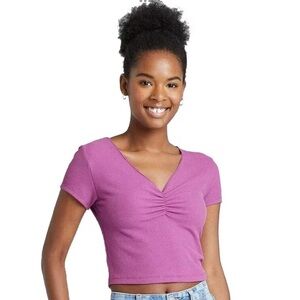 Purple/pink V-Neck Ruched detailing Crop Top from Wild Fable Never worn!!